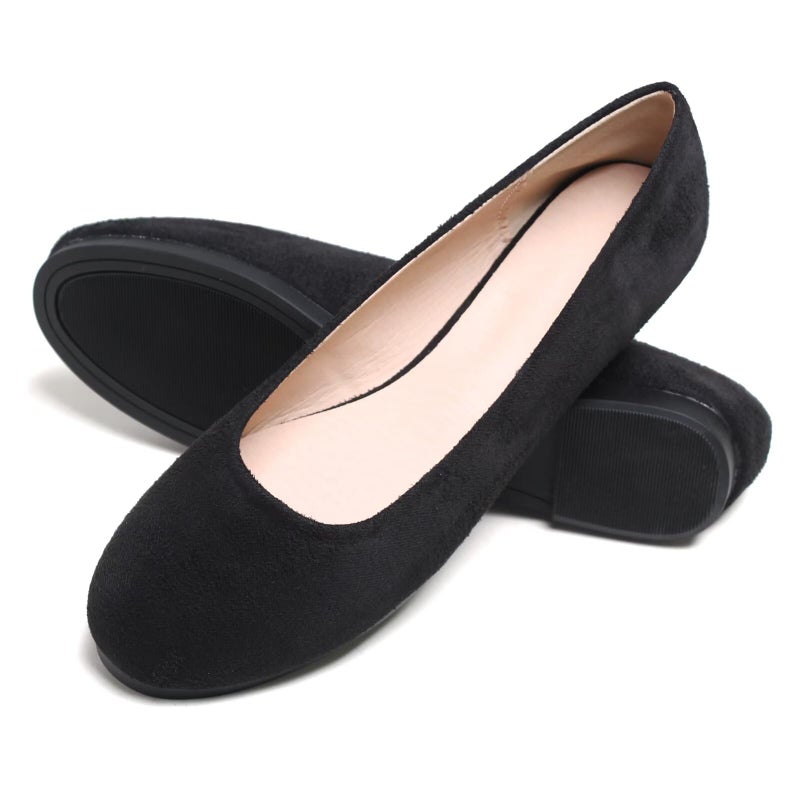 Dear Time Women Flat Shoes Comfortable Slip on Round Toe Ballet Flats, Simple Black Size 6.5 - Image 4